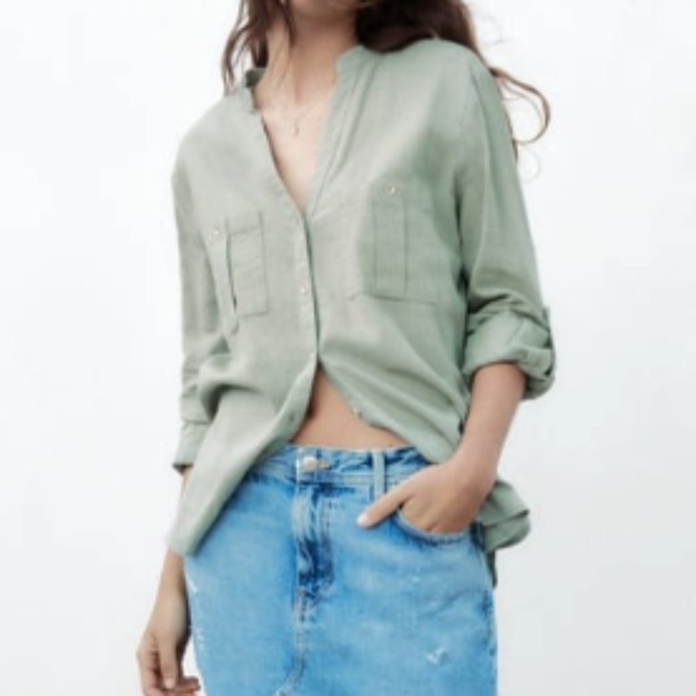 Zara linen blend button-down